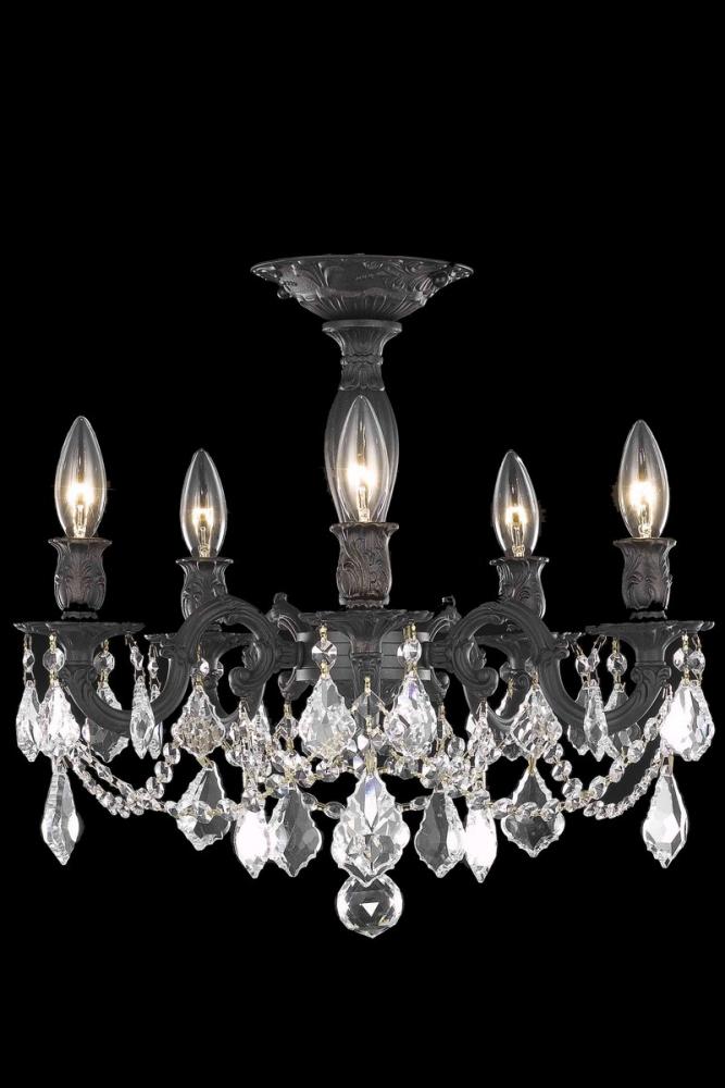 Rosalia 5 light Dark Bronze Flush Mount Clear Royal Cut Crystal