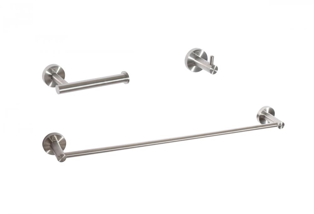 Bathroom hardware set 24"x2.8"+6.2"x3.5"+2.6"x1.6" brushed nickel