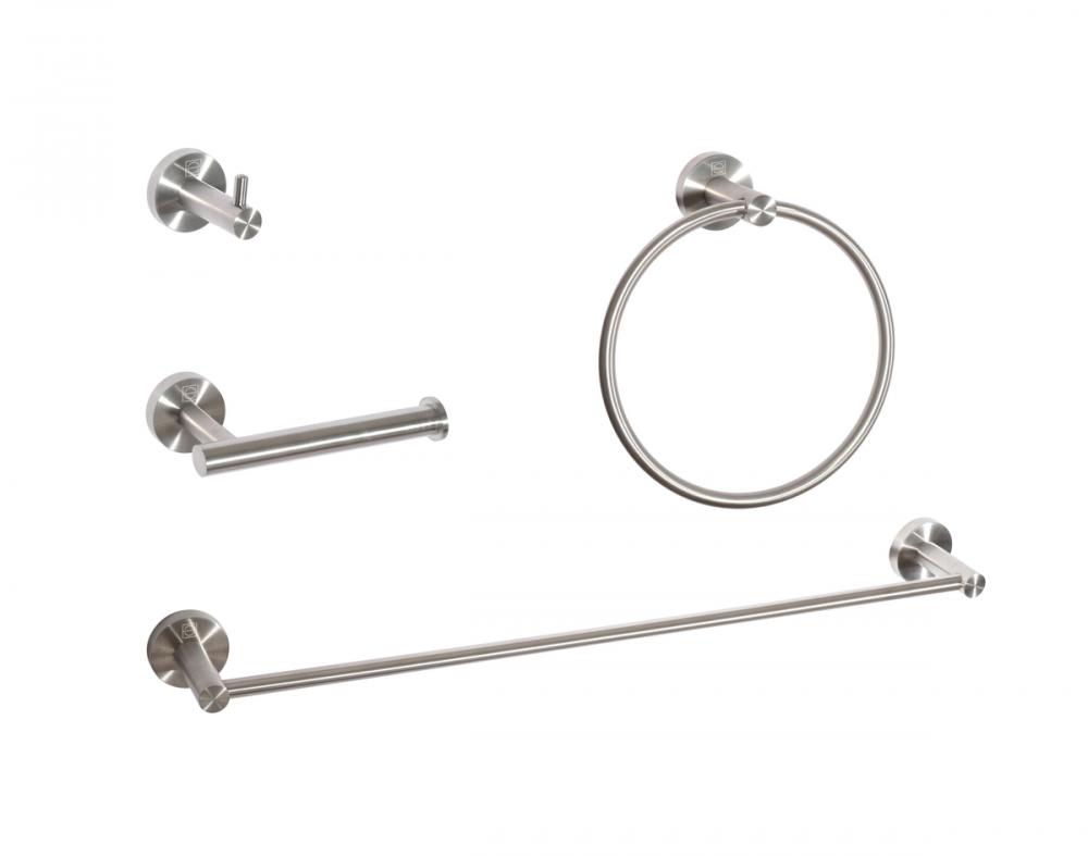 Bathroom hardware set 24"x2.8"+6.2"x3.5"+2.6"x1.6"+7" brushed nickel