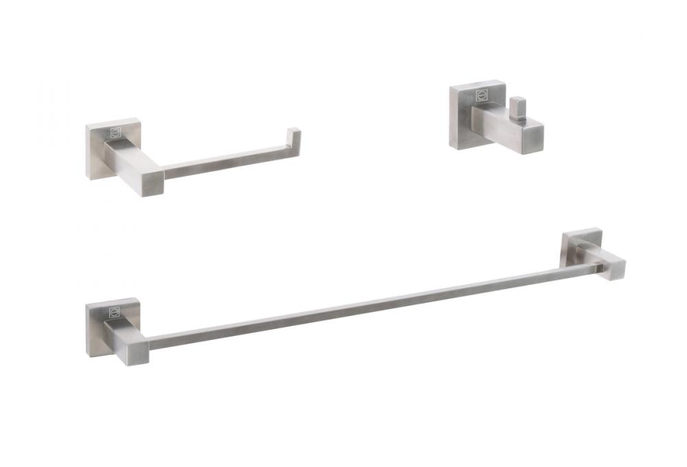 Bathroom hardware set 24"x2.7+6.6"x3.1"+2.7"x2.2" brushed nickel