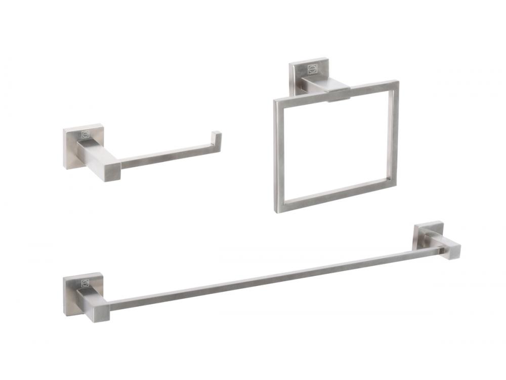 Bathroom hardware set 24"x2.7+6.6"x3.1"+7.8"x5.9 brushed nickel