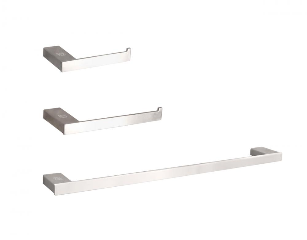 Bathroom hardware set 24"x2.9"+7"x2.9"+9.6"x2.9" brushed nickel