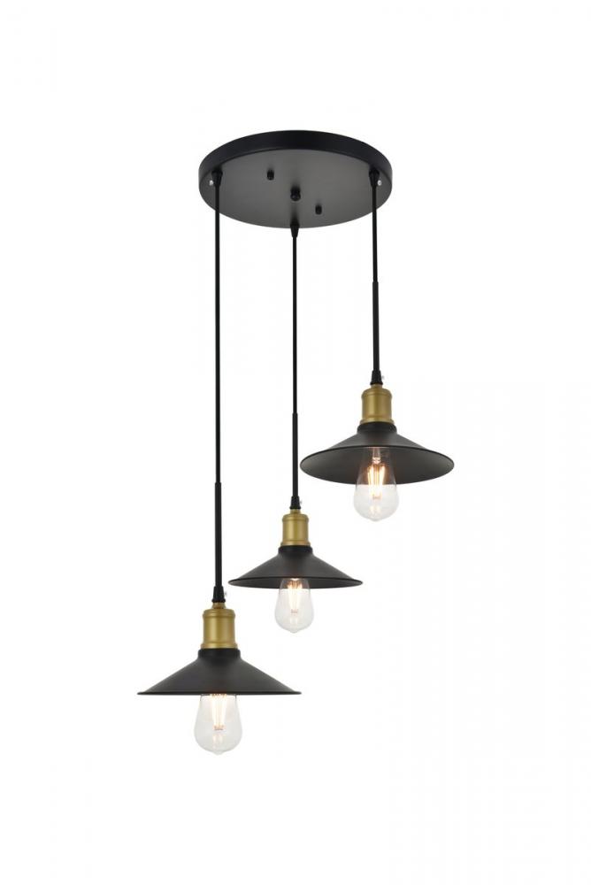 Etude 3 light brass and black Pendant