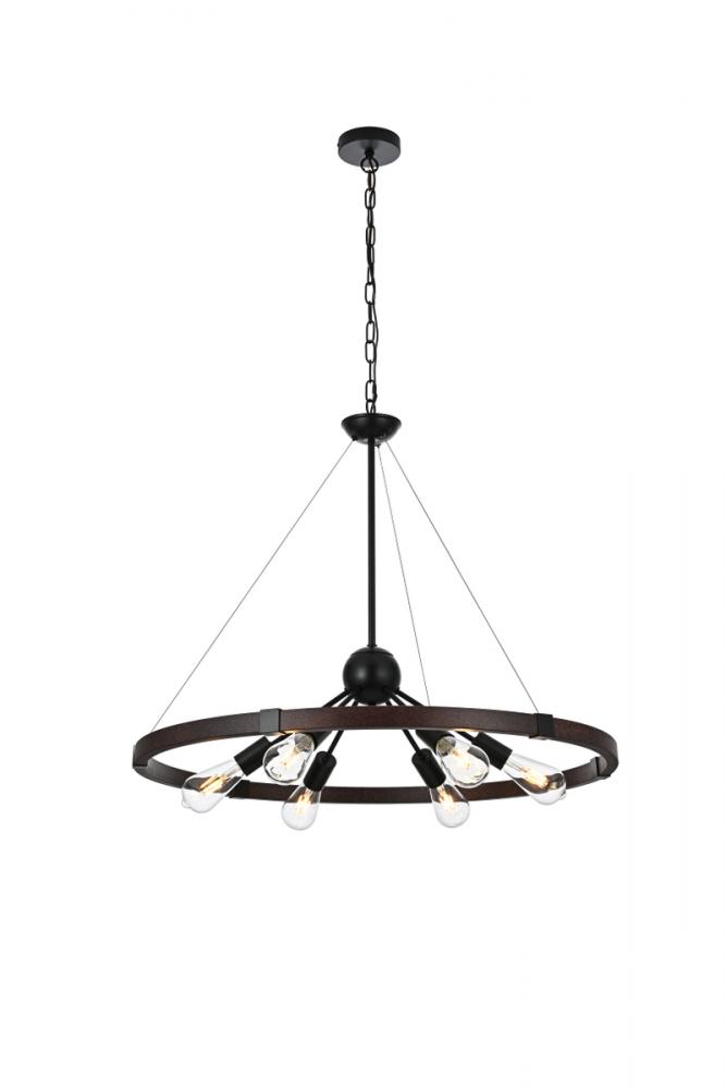 Thora 31.5 inch Pendant Light  in Black+Wood
