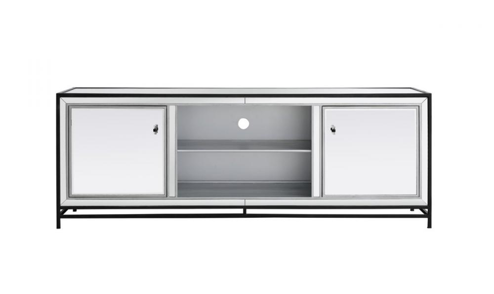 James 72 in. mirrored tv stand in black