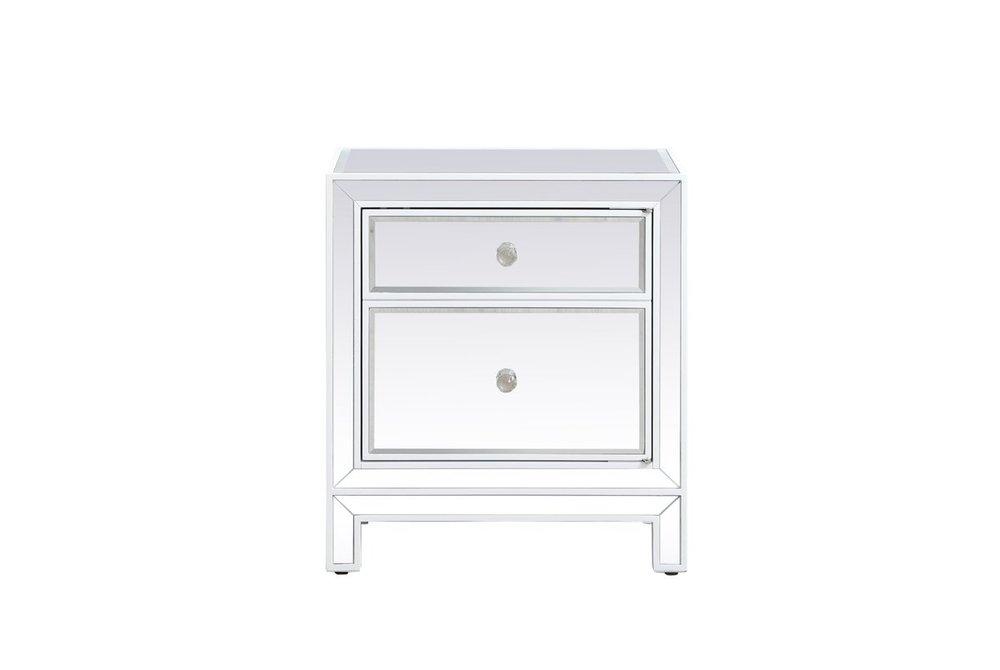 21 inch mirrored nightstand in white