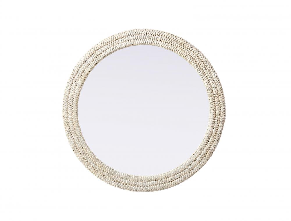 Jute Rope Mirror D36'' Linen White