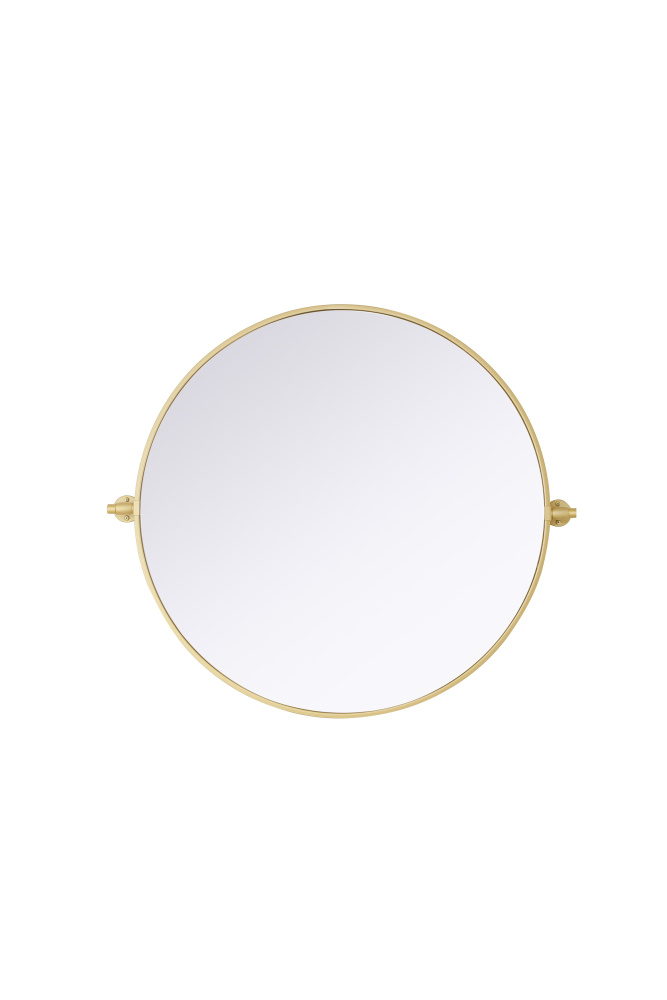 Metal Frame Round Mirror D30" Brass