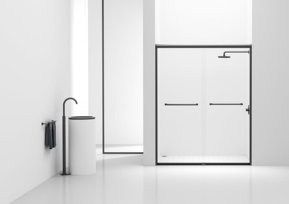 Fixed framed shower door 60 x 72 Brushed Nickel