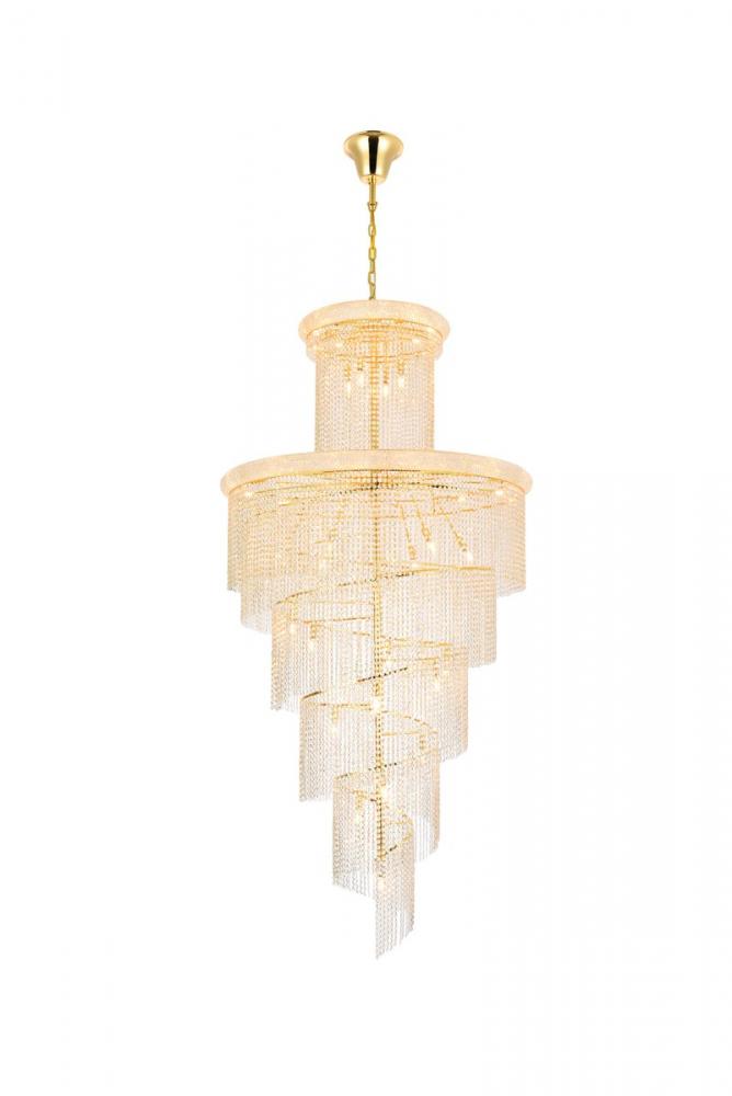 Spiral 41 light Gold Chandelier Clear Royal Cut Crystal