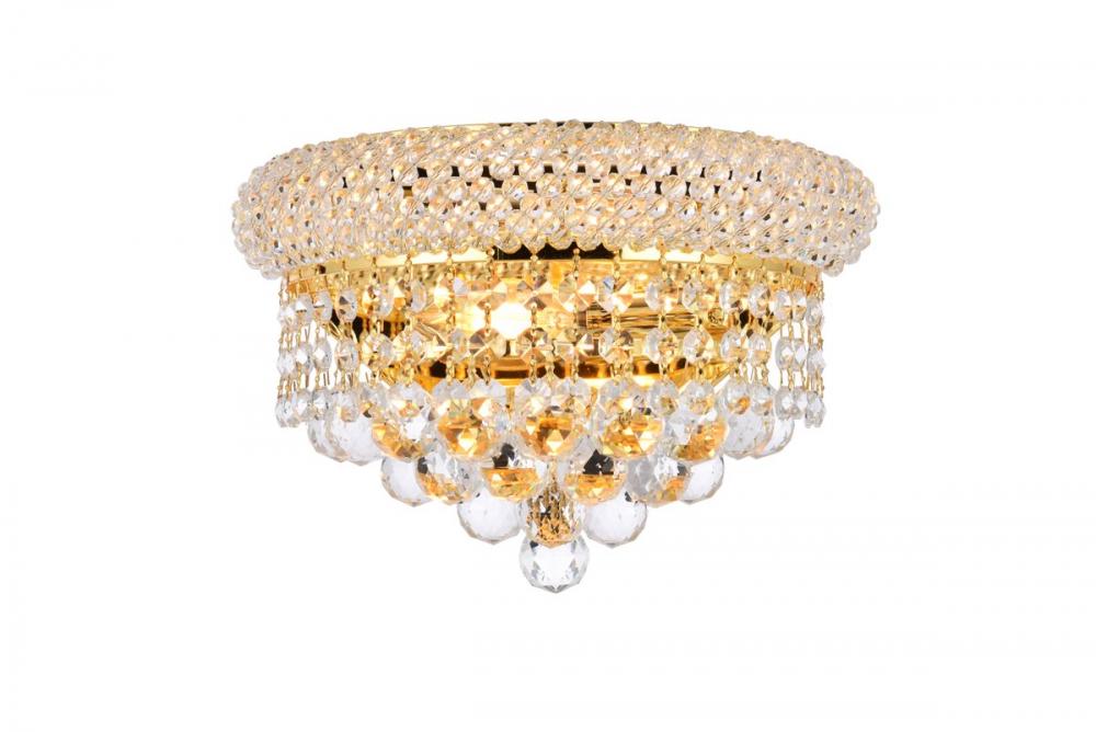 Primo 2 light Gold Wall Sconce Clear Royal Cut Crystal