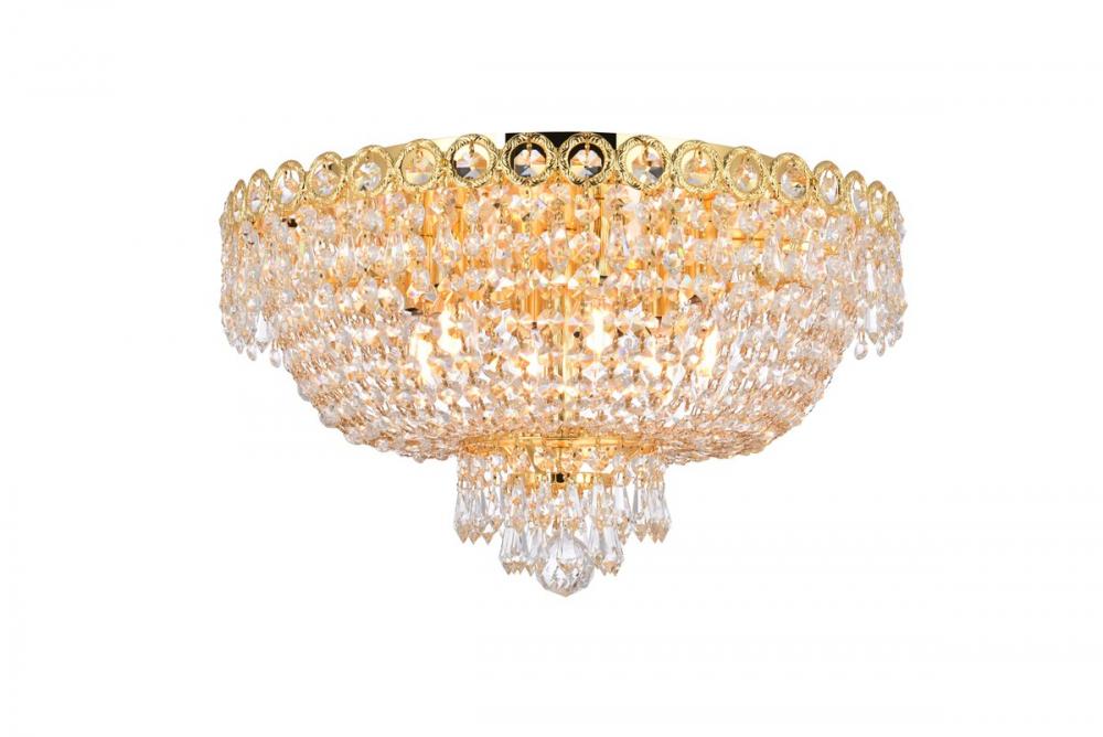 Century 6 light Chrome Flush Mount Clear Royal Cut Crystal