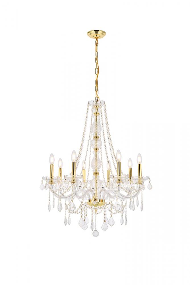 Verona 8 light Gold Chandelier Clear Royal Cut Crystal