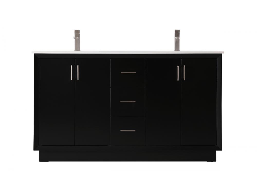 Vanity Cabinet 3Dw 4Dr 60"W x 22"D x 35"H black