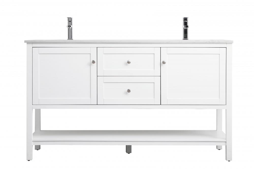 60 Inch Double Bathroom Vanity In White