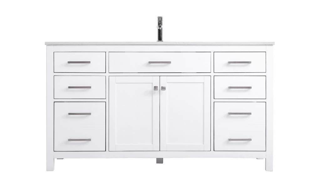 Vanity Cabinet 2dr 6dw W60"xD22"xH34" White