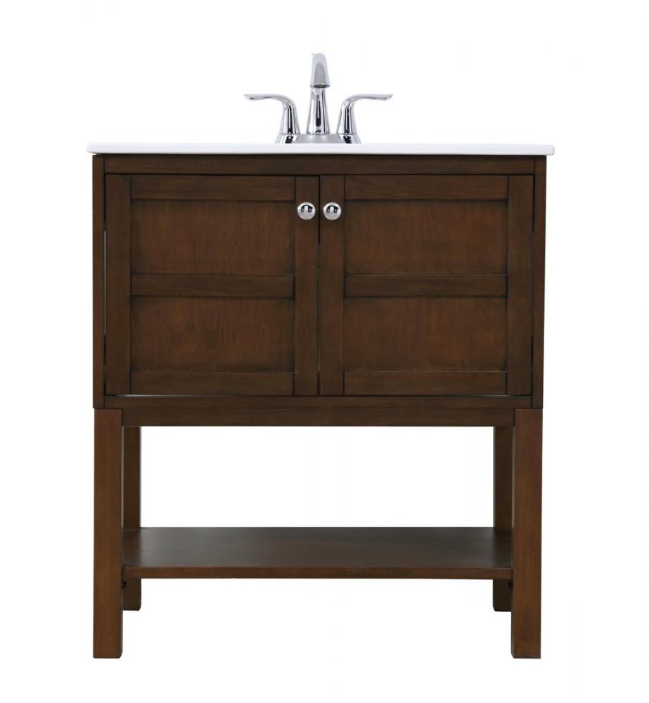 30 in. Single bathroom vanity set in Antique Coffee