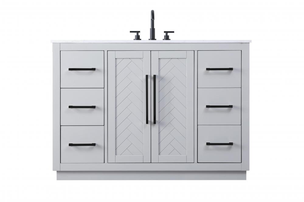 Vanity Cabinet 2Dr 6Dw W48"xD21.5"xH34" Grey