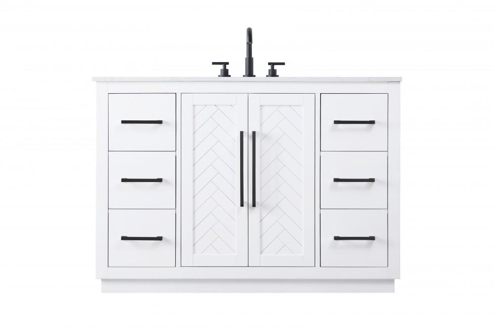 Vanity Cabinet 2Dr 6Dw W48"xD21.5"xH34" White