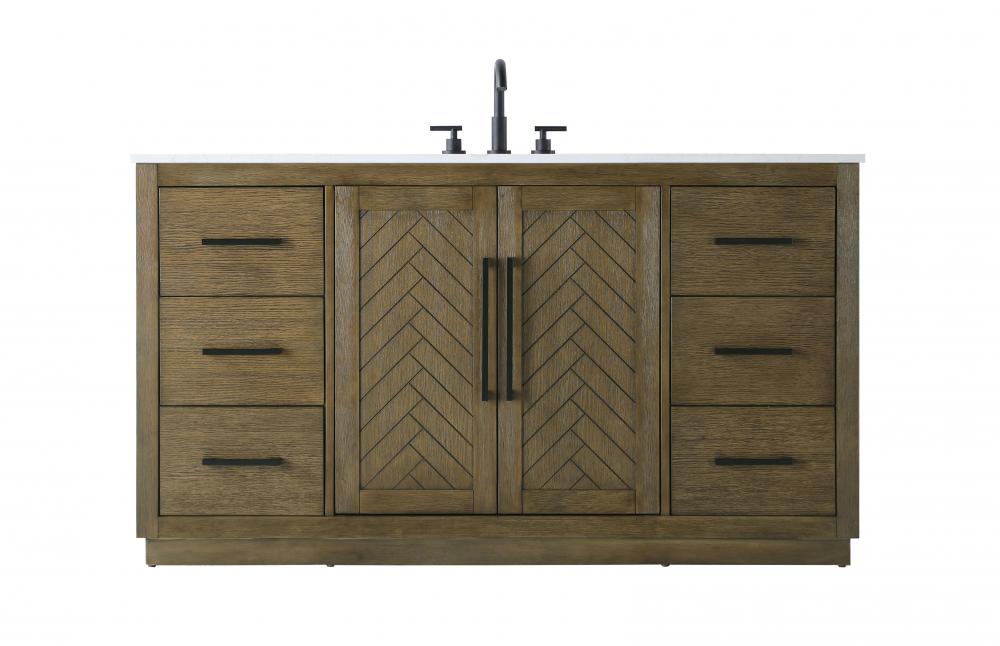 Vanity Cabinet 2Dr 6Dw W60"xD21.5"xH34" Hazel Oak