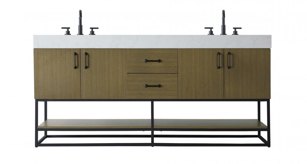 Vanity Cabinet 4Dr 2Dw 72x21.5x34 Chestnut Brown