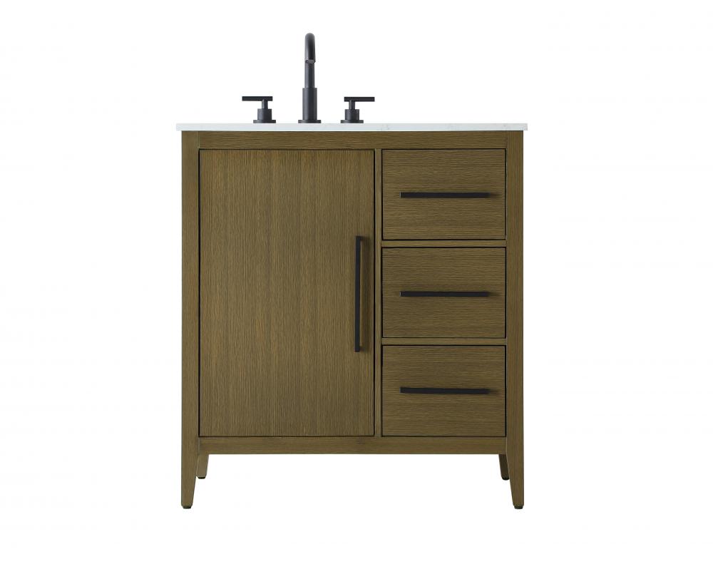 Vanity Cabinet 1Dr 3Dw 32x21.5x35 Chestnut Brown