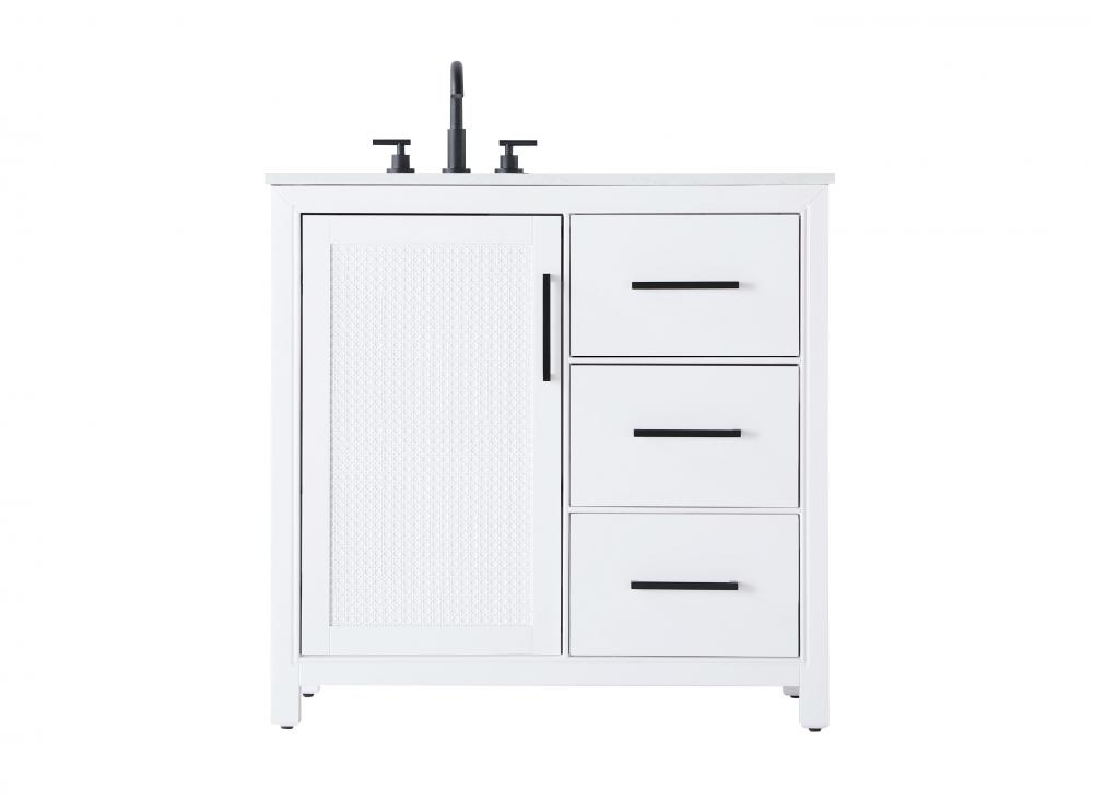 Vanity Cabinet 1Dr 3Dw 36x21.5x35 White