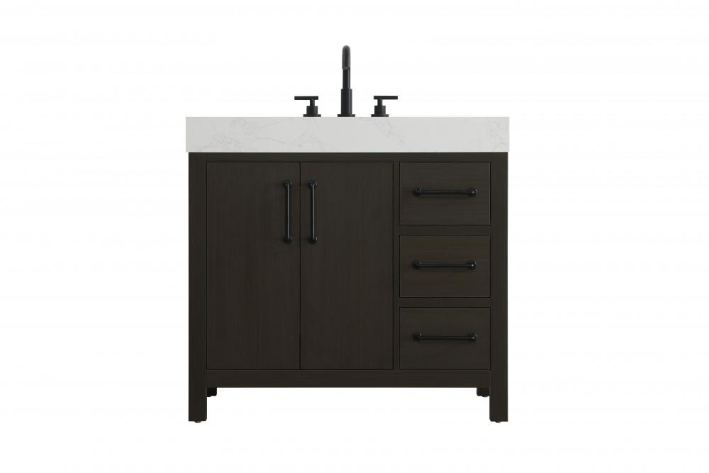 Vanity Cabinet 2DR 3DW 36"W x 22"D x 34"H Mocha Brown