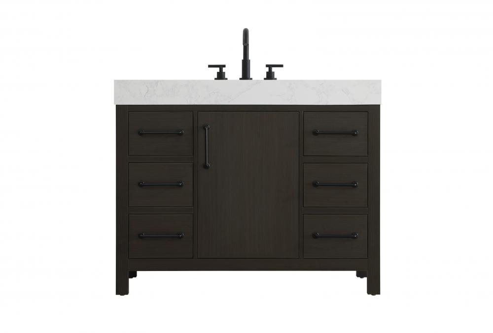 Vanity Cabinet 1DR 6DW 42"W x 22"D x 34"H Mocha Brown