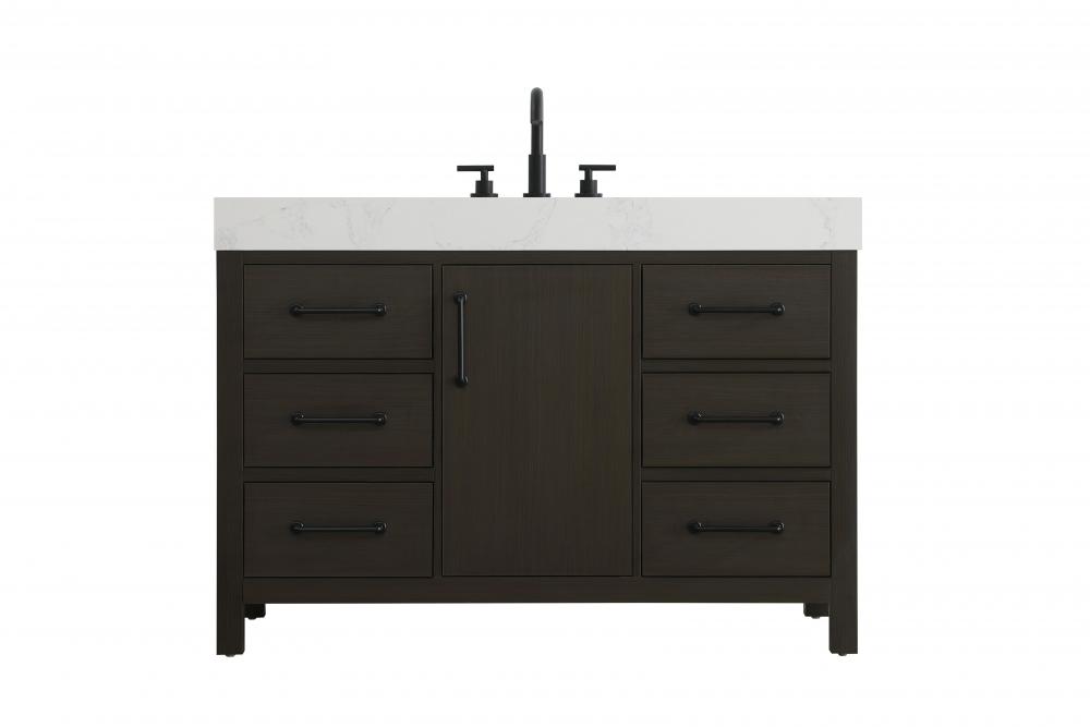 Vanity Cabinet 1DR 6DW 48"W x 22"D x 34"H Mocha Brown