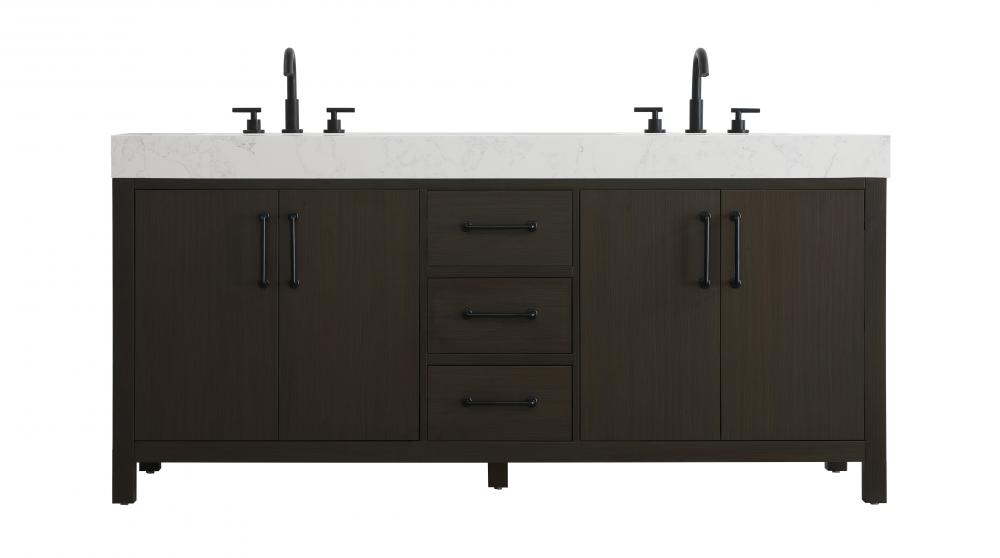 Vanity Cabinet 4DR 3DW 72"W x 22"D x 34"H Mocha Brown