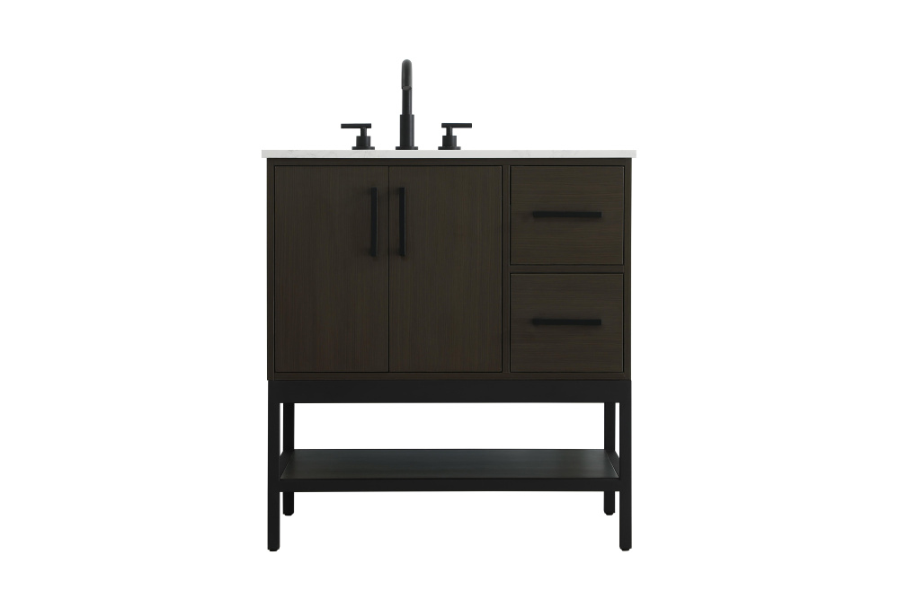 Vanity Cabinet 2Dr2Dw 32"x22"x34" Mocha Brown