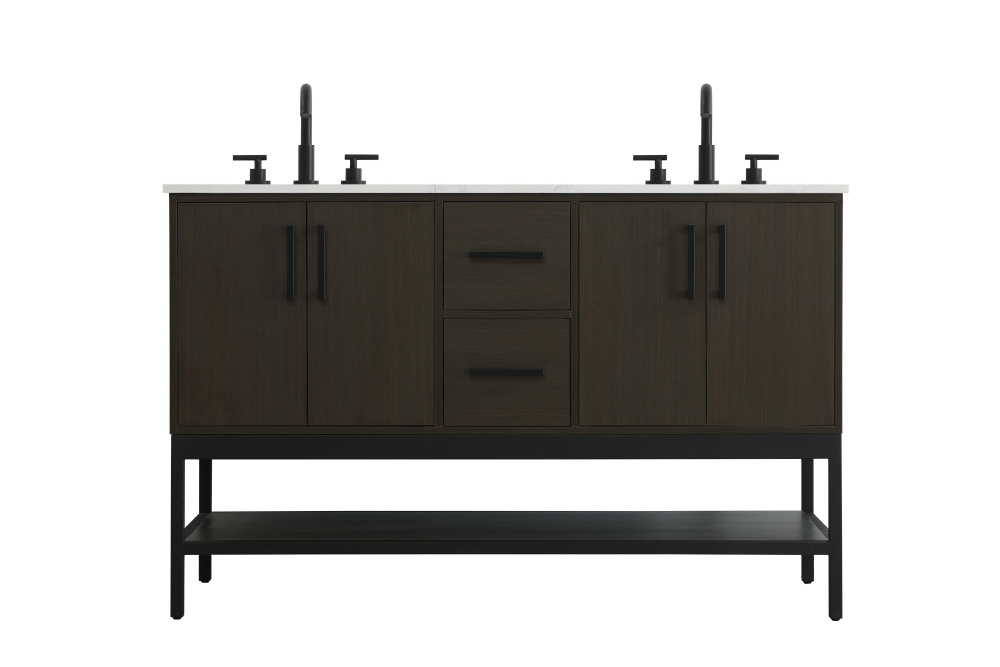 Vanity Cabinet 4Dr2Dw 54"x22"x34" Mocha Brown