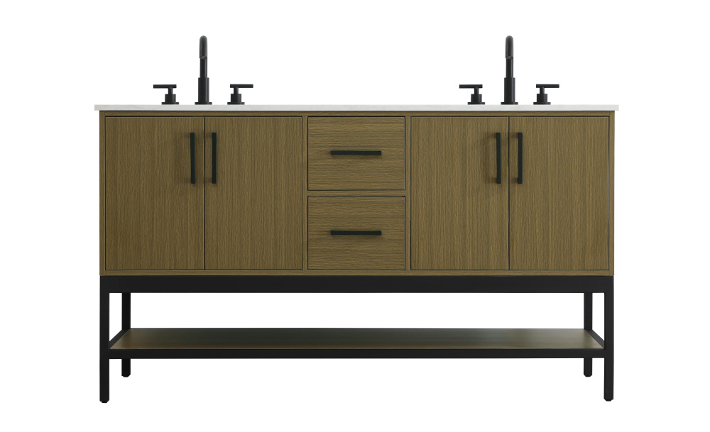 Vanity Cabinet 4Dr2Dw 60"x22"x34" Chestnut Brown
