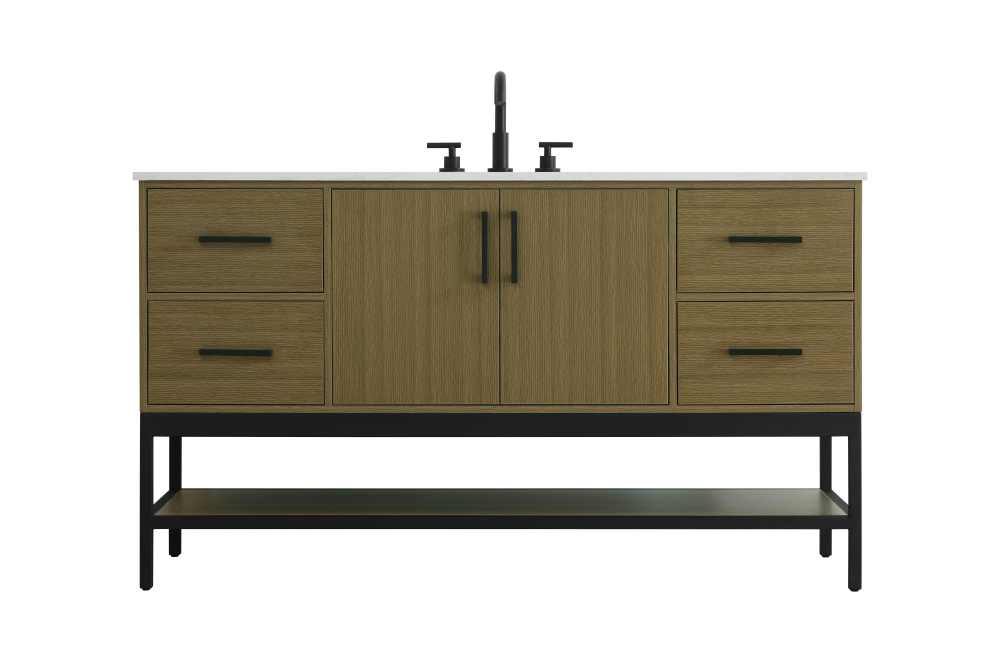 Vanity Cabinet 2Dr4Dw 60"x22"x34" Chestnut Brown