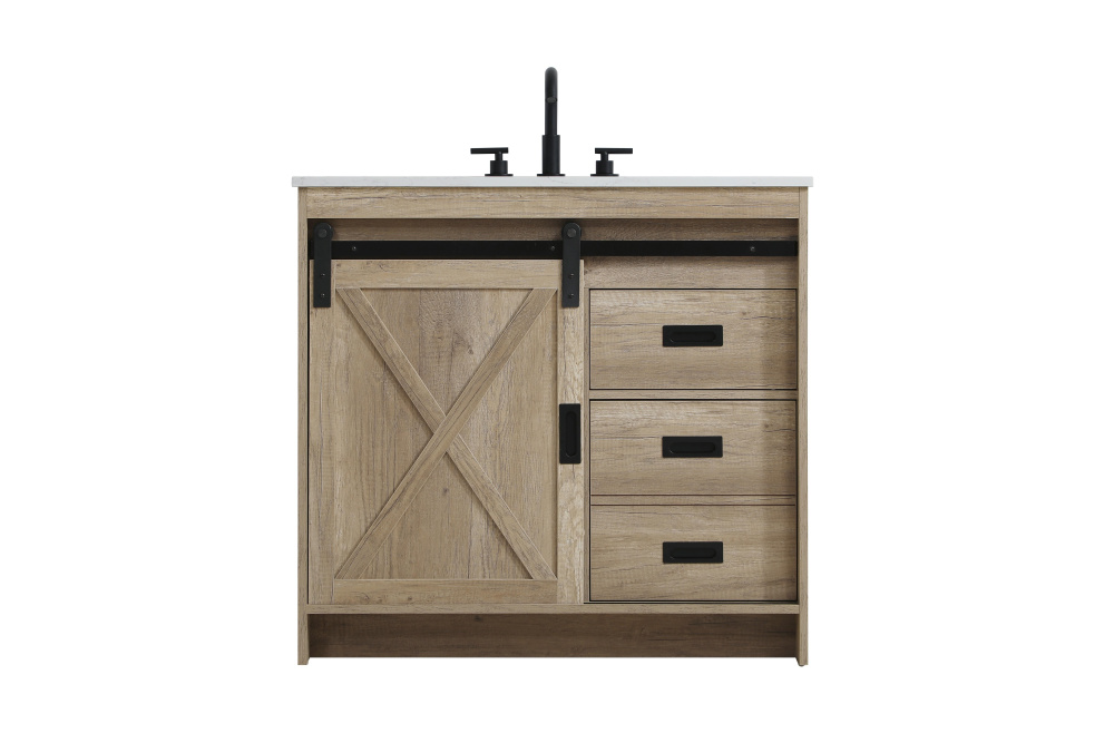 Vanity Cabinet 1Dr 2Dw 36''x34''x22'' Natural Oak