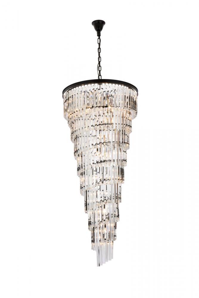 Sydney 30 inch spiral crystal chandelier in matte black