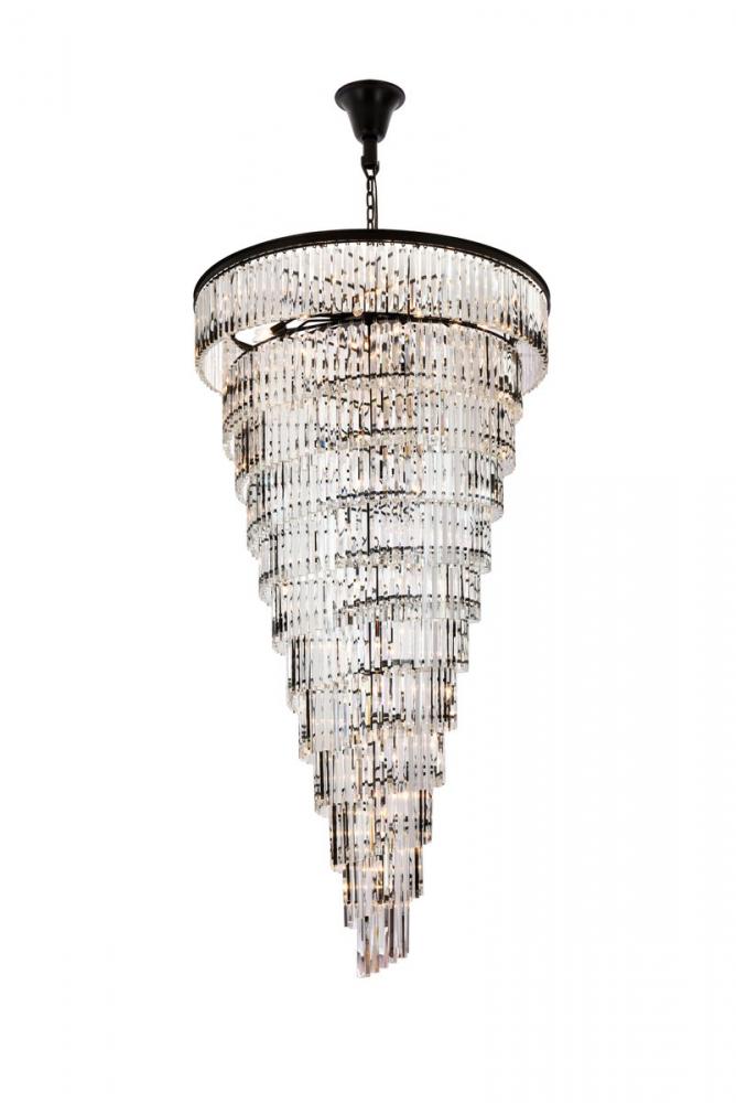 Sydney 48 inch spiral crystal chandelier in matte black