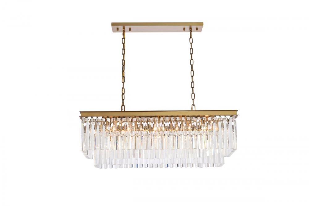 Sydney 40 inch rectangle crystal chandelier in satin gold
