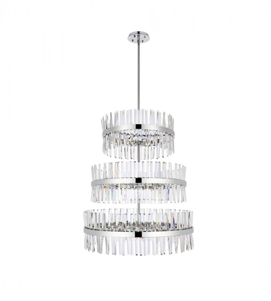Serephina 36 inch 3 tiers crystal round chandelier light in chrome