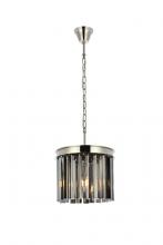 Elegant 1208D12PN-SS/RC - Sydney 3 light polished nickel Pendant Silver Shade (Grey) Royal Cut Crystal