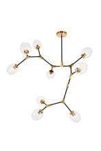 Elegant 1712G79LAB - Cavoli 9 light in Light Antique Brass and Flat Black Pendant