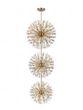 Elegant 2550G44L3SG - Vera 44 inch three tiers crystal starburst chandelier in satin gold