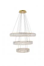 Elegant 3503G3LG - Monroe Integrated LED chip light gold Chandelier Clear Royal Cut Crystal