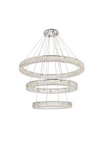 Elegant 3503G41LC - Monroe 41 inch LED triple ring chandelier in chrome