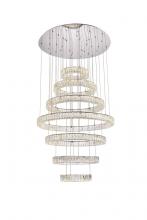 Elegant 3503G7LC - Monroe 40 inch LED seven ring chandelier in chrome