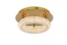Elegant 3800F14SG - Bowen Flush Mount D14" H5.5" LED 15W DIM 3CCT  Satin Gold