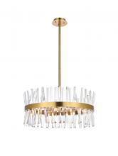 Elegant 6200D25SG - Serephina 25 inch crystal round pendant light in satin gold