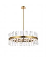 Elegant 6200D32SG - Serephina 32 inch crystal round chandelier light in satin gold
