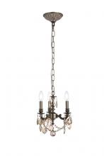 Elegant 9103D10PW-GT/RC - Lillie 3 light Pewter Pendant Golden Teak (Smoky) Royal Cut Crystal